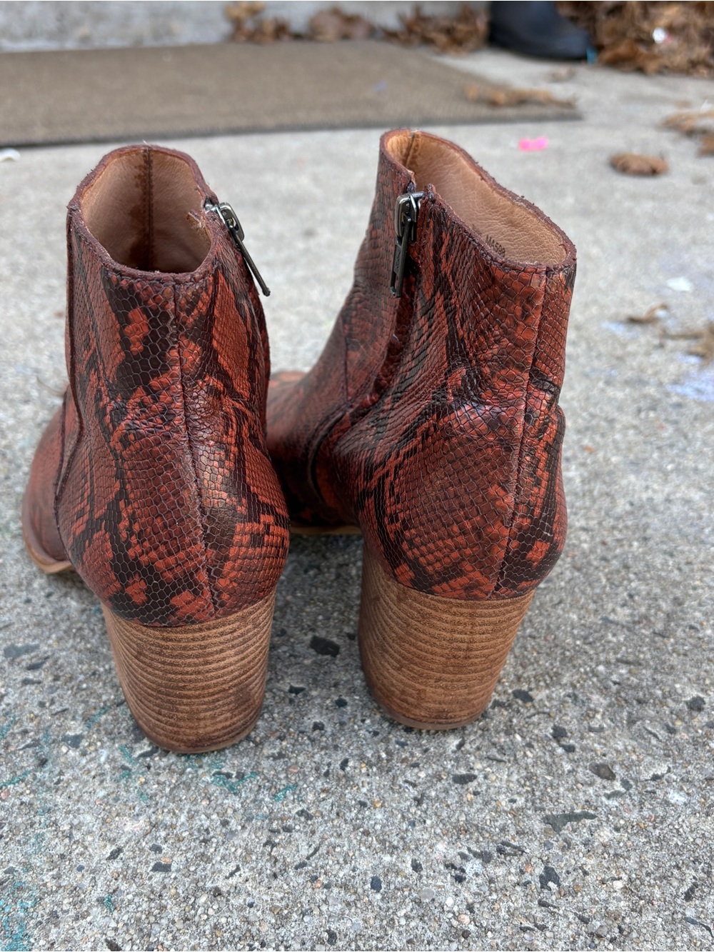 Madewell Snake Embossed Leather Ankle Boots Size 8 - Picture 11 of 16